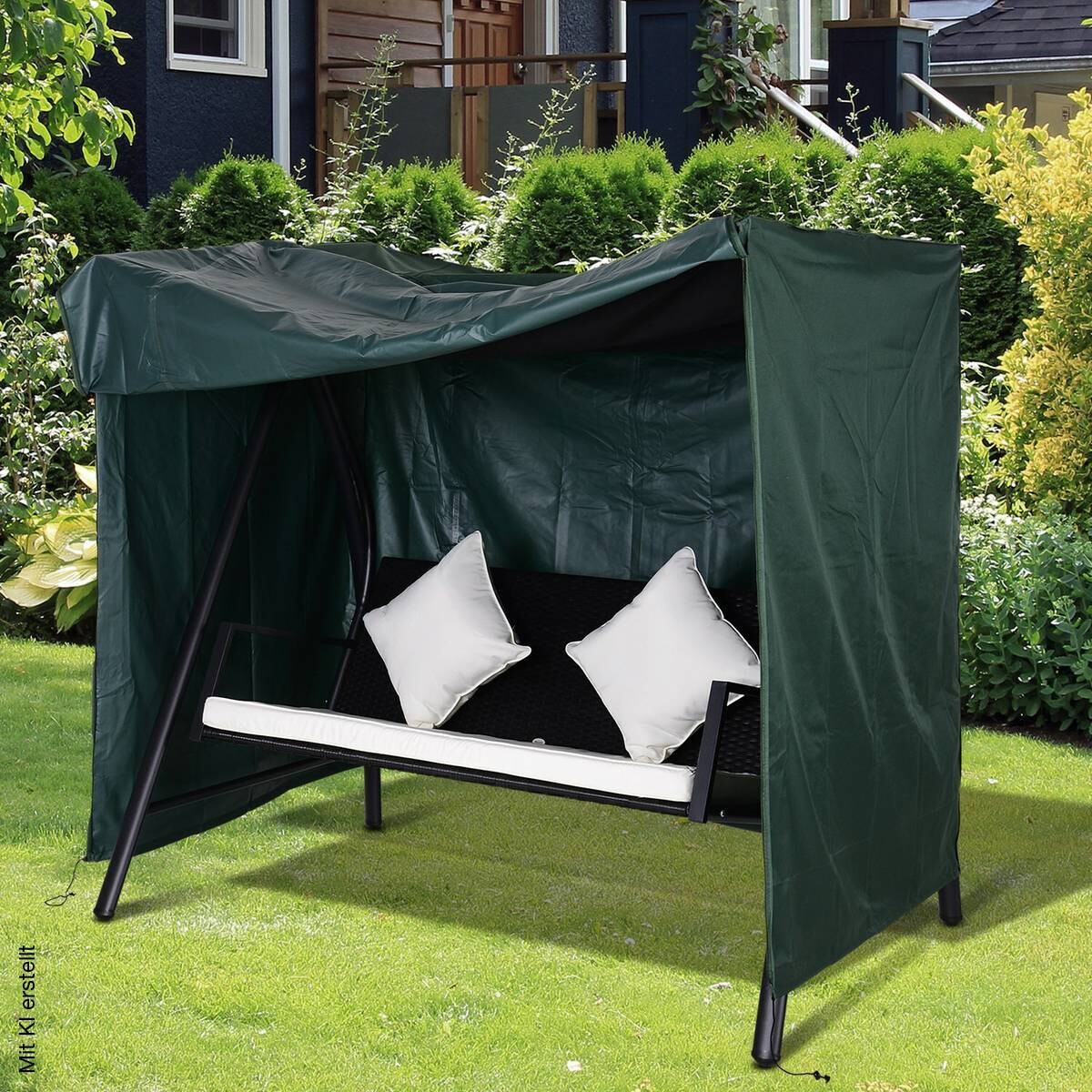 Outsunny Abdeckung für Hollywoodschaukel dunkelgrün Polyester-Mischgewebe B/H/L: ca. 114x152x177 cm