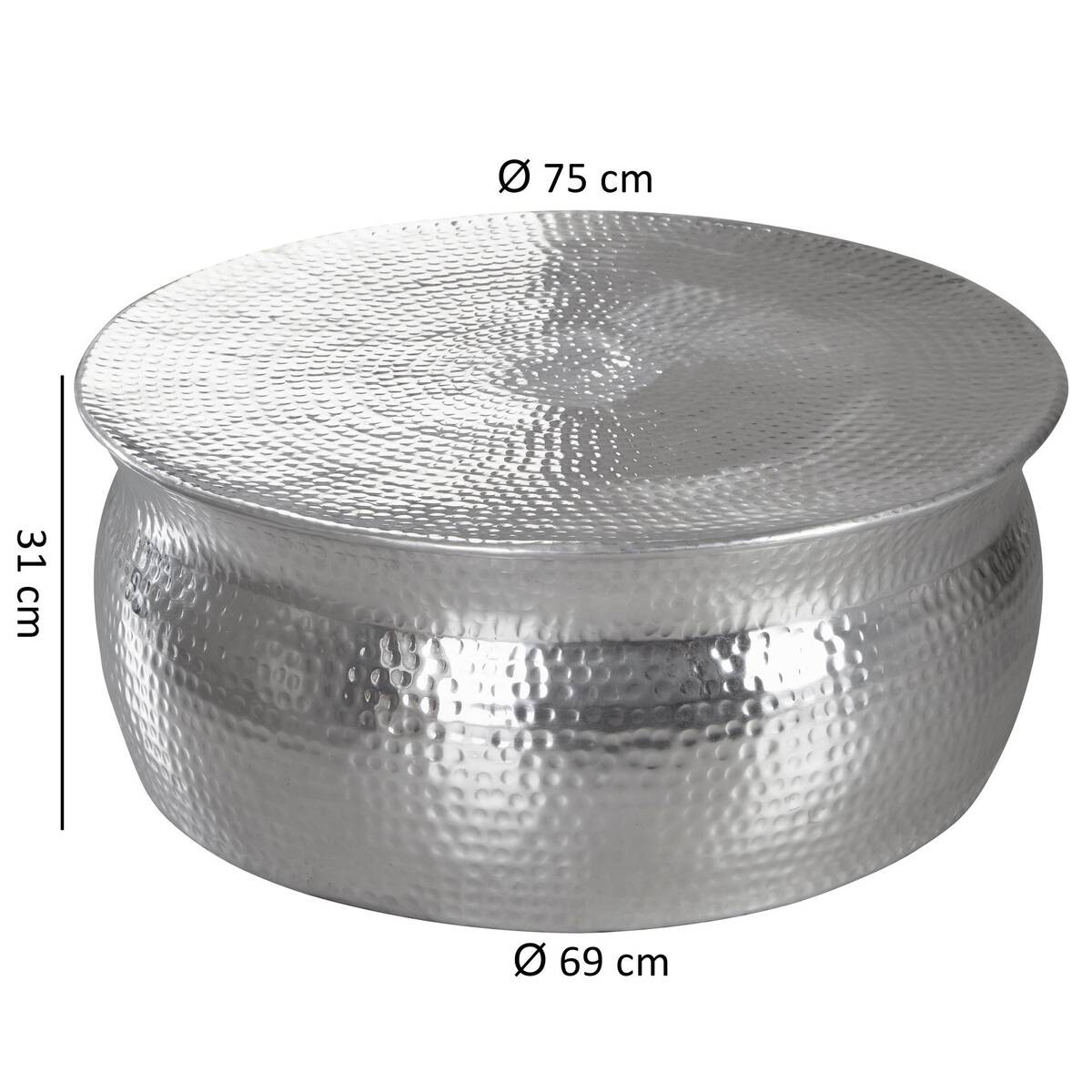 Wohnling Couchtisch silber Aluminium B/H/T: ca. 75x31x75 cm