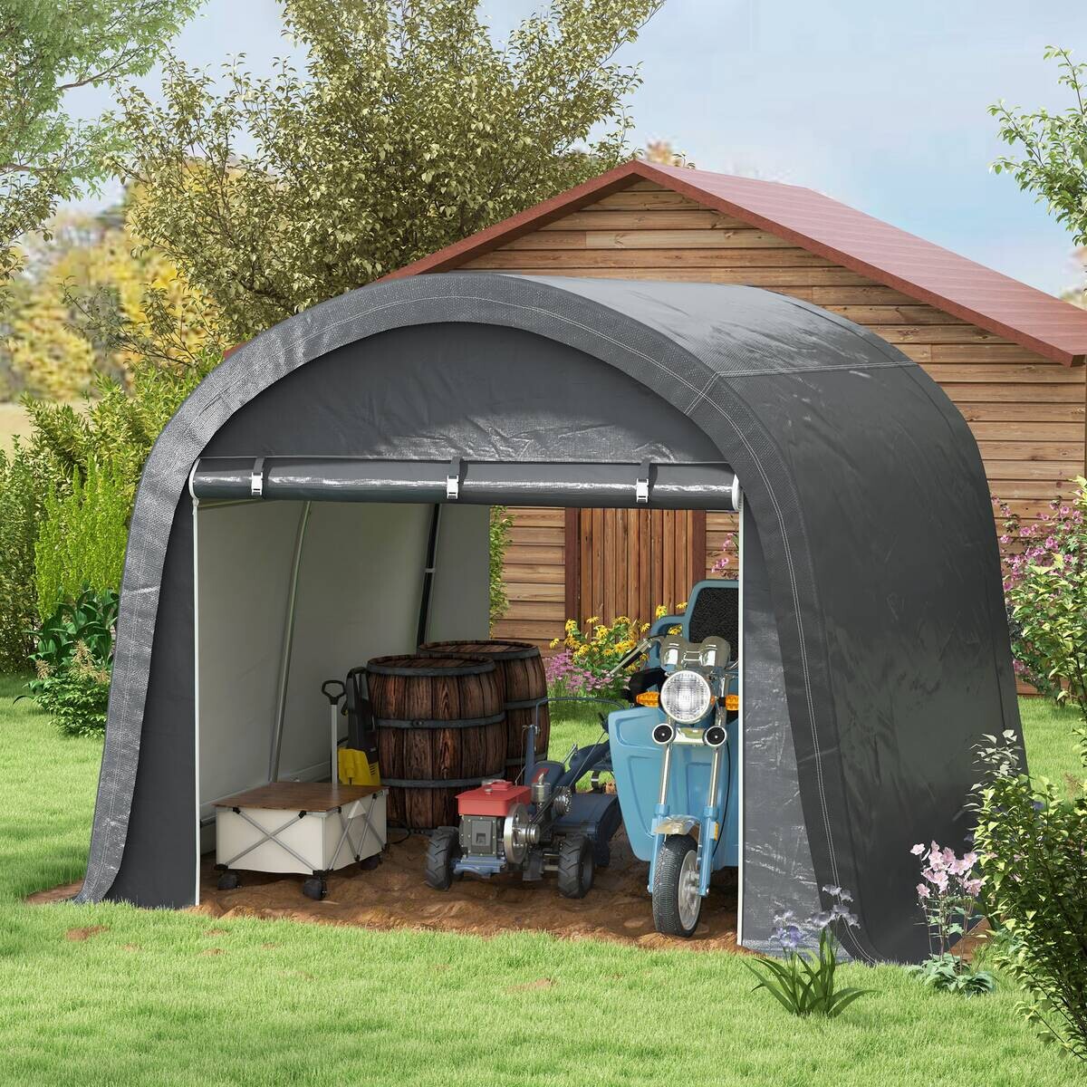 Outsunny Gartenhaus grau B/H/L: ca. 300x300x235 cm