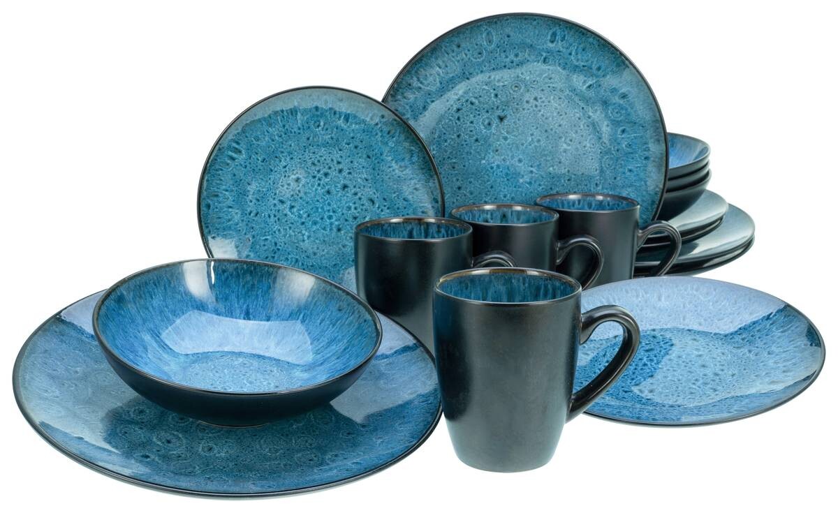 CreaTable Kombiservice Capri blau Keramik 16 tlg.