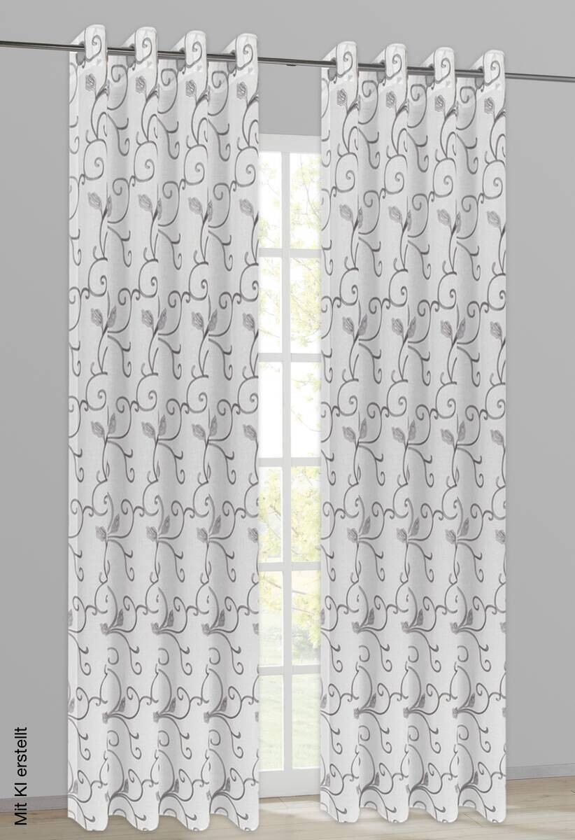 Happy Home Ösenvorhang Ranke weiß B/L: ca. 140x245 cm