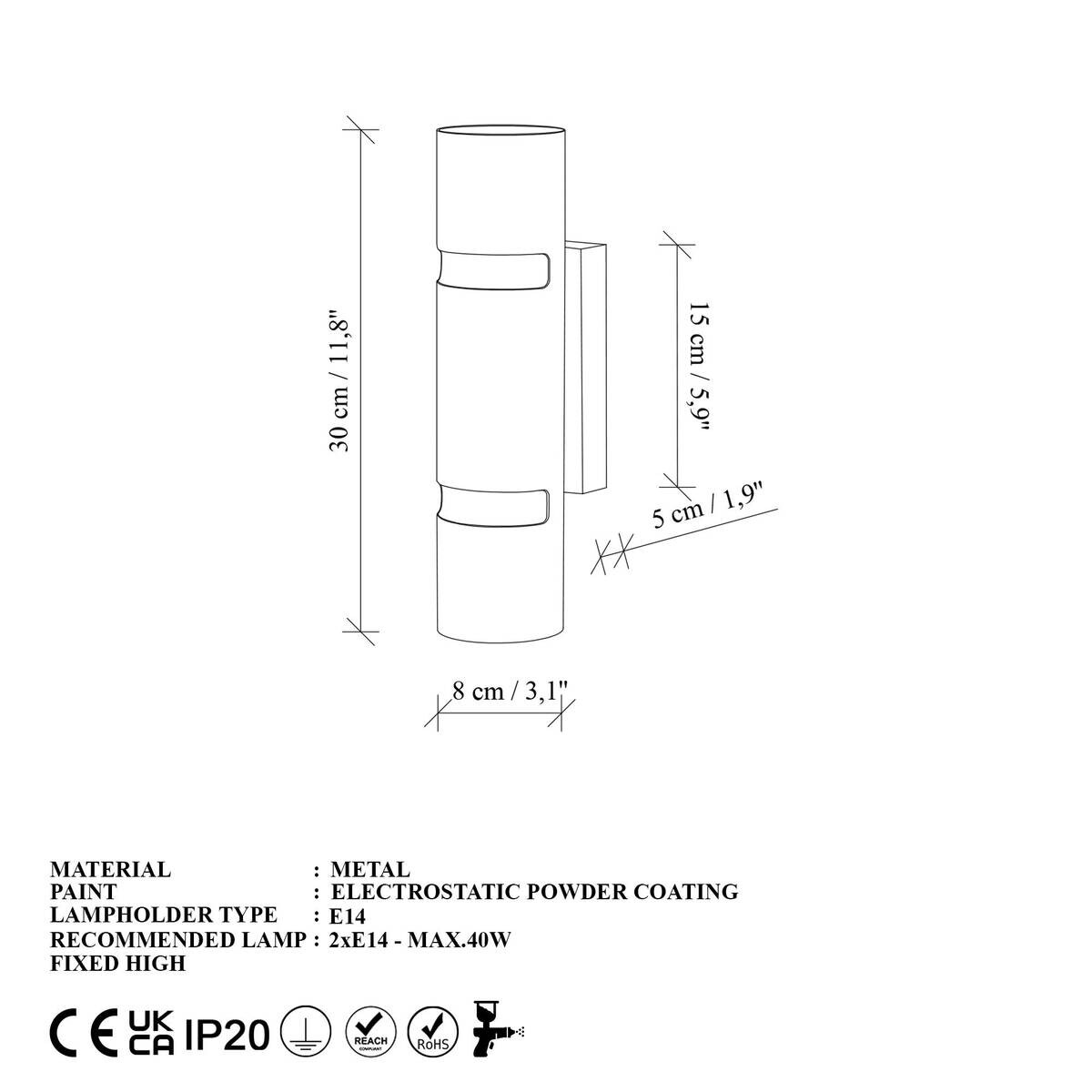 Opviq Wandleuchte gold Metall B/H/L: ca. 30x13x8 cm E14 1 Brennstellen