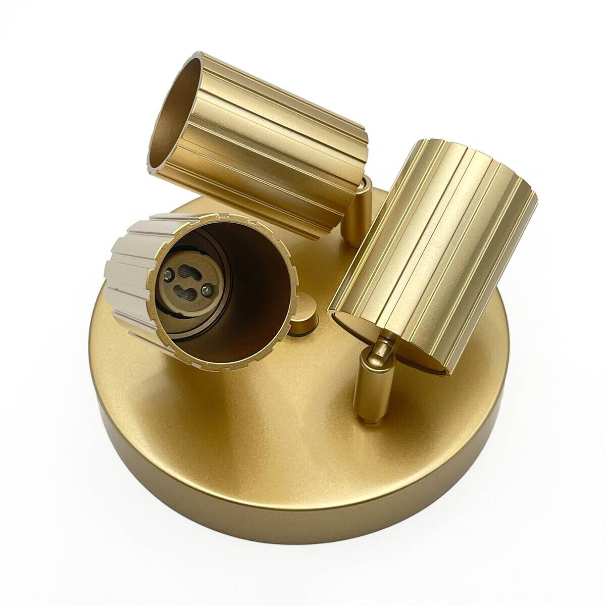 Lamkur Strahler Prisma gold Stahl B/H/L: ca. 18x19,5x18 cm 3 Brennstellen