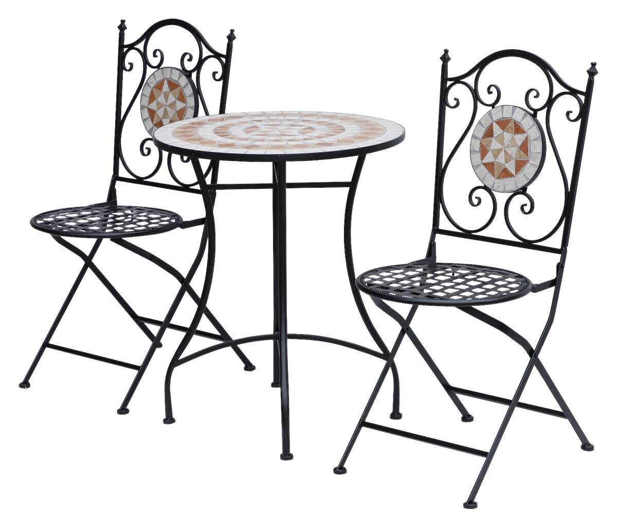 Outsunny Mosaiktisch orange Stahl H/D: ca. 71x60 cm