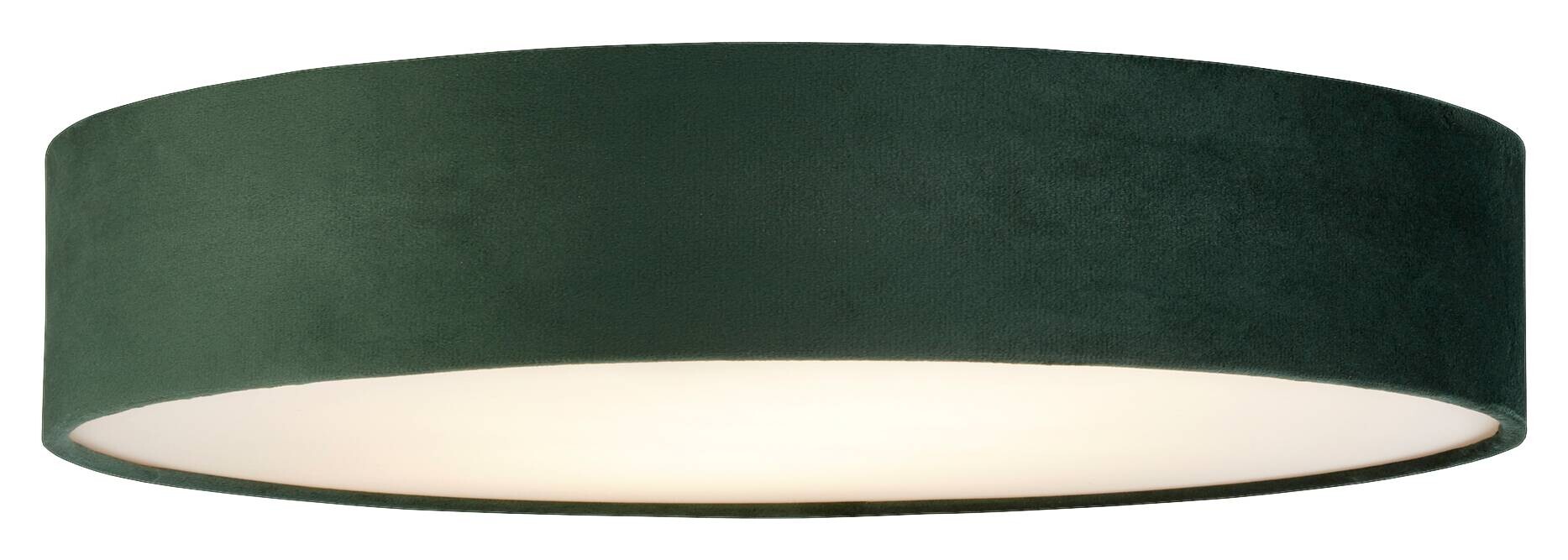 Searchlight Deckenleuchte Drum grün Samt Stahl B/H/L/D: ca. 50x10x50x50 cm E27 3 Brennstellen