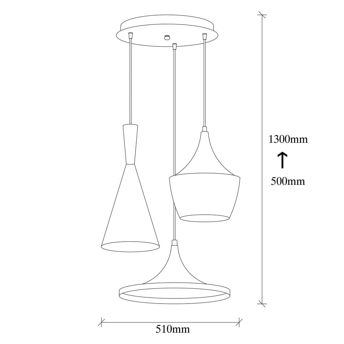 Opviq Pendelleuchte Elmas-3556 schwarz gold B/H/T/L/D: ca. 51x130x51x51x51 cm E27 3 Brennstellen