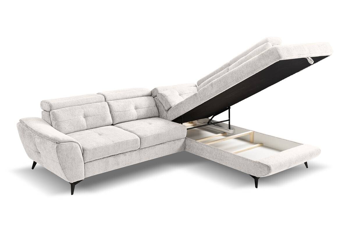 Ecksofa mit Bettfunktion und Bettkasten natur Microfaser B/H/T: ca. 274x82x231 cm
