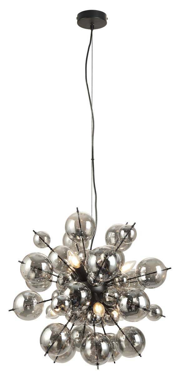 GLOBO Pendelleuchte mattschwarz Glas Metall H/D: ca. 120x55 cm 6 Brennstellen