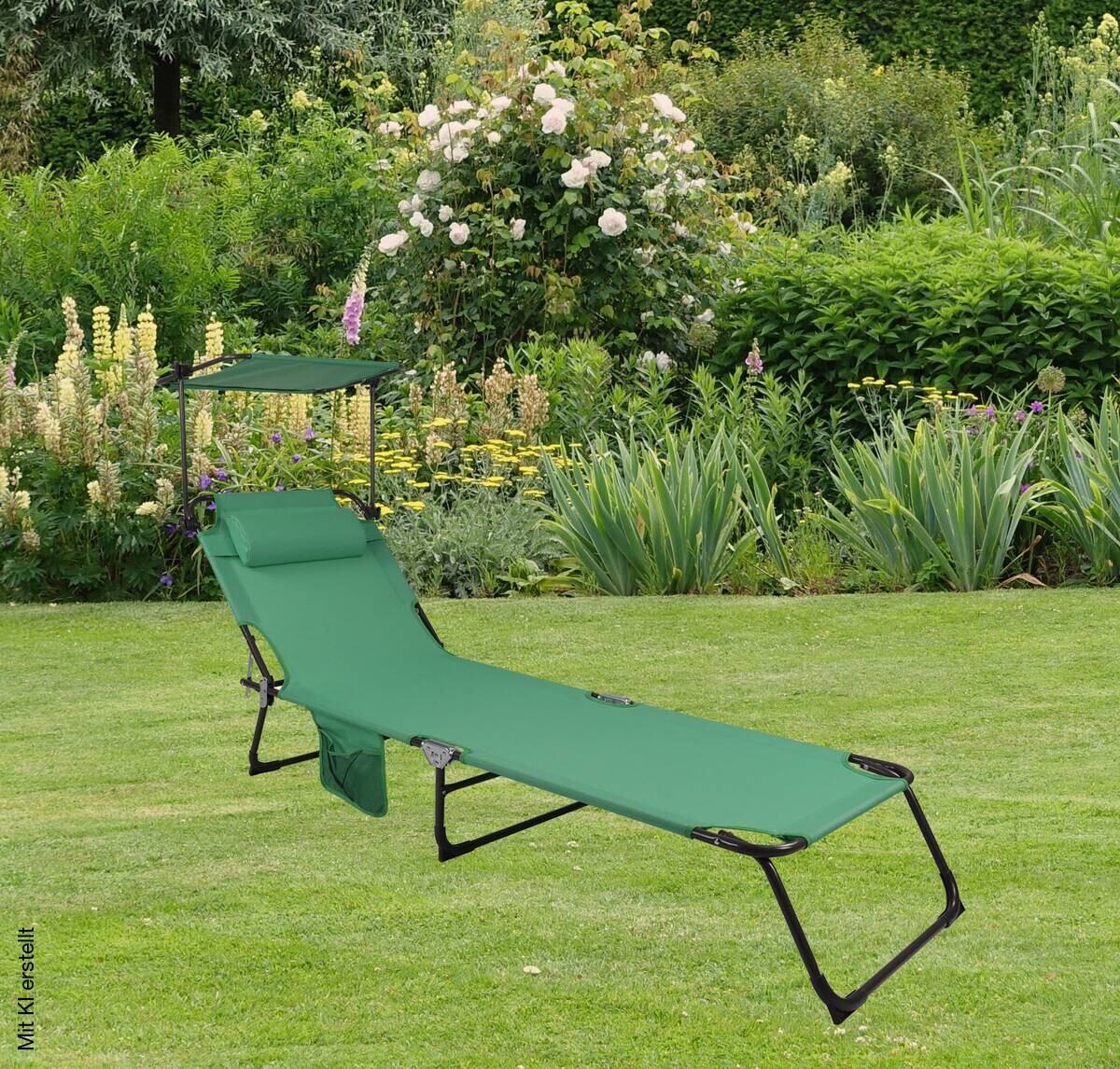 VCM Sonnenliege Bindox grün Stahl B/H/L: ca. 55x24x185 cm