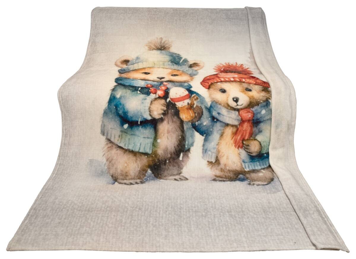 Wohndecke Flanell weiß multicolor 100% Polyester B/L: ca. 140x200 cm