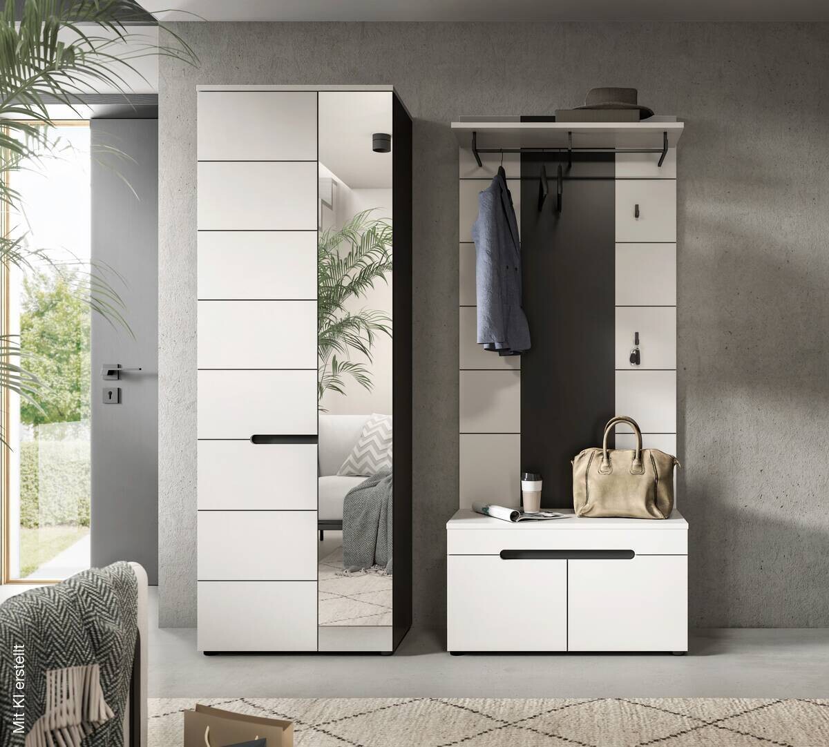 Garderobe Canu basaltgrau Nachbildung weiß B/H/T: ca. 160x190x37 cm