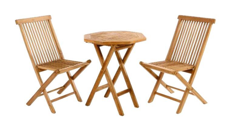 VCM Balkonset braun Teakholz B/H/T: ca. 46x89x62 cm