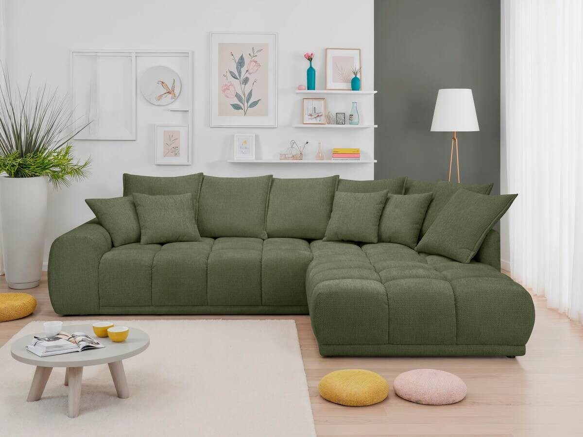 Ecksofa grün Microfaser B/H/T: ca. 312x97x229 cm
