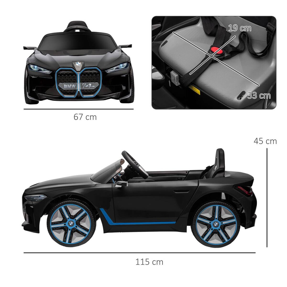 HOMCOM Kinderauto schwarz B/H/L: ca. 67x115x45 cm