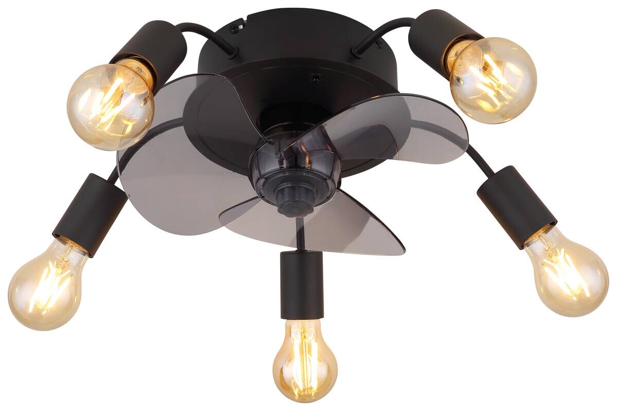 GLOBO Deckenventilator ALISHA 3647 Rauch schwarz H/D: ca. 15x42 cm max. 40 W