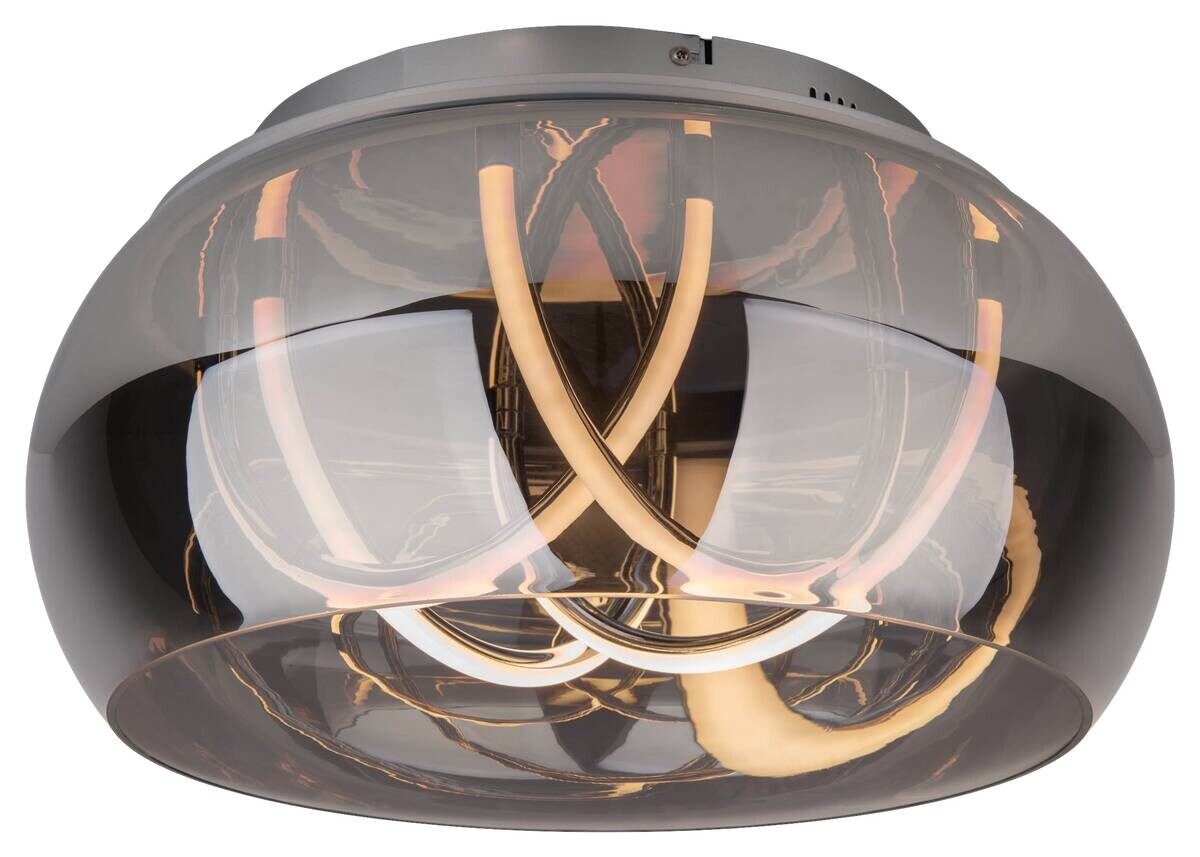Näve Leuchten LED-Deckenleuchte Chrom Metall Glas B/H/T/D: ca. 45x23,5x45x45 cm