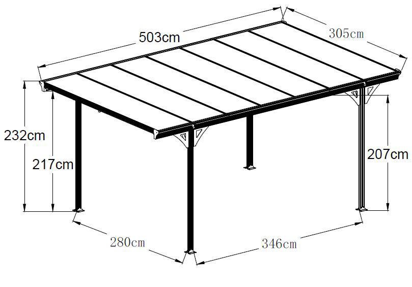 Westmann Carport 15m² B/H/L: ca. 305x232x503 cm