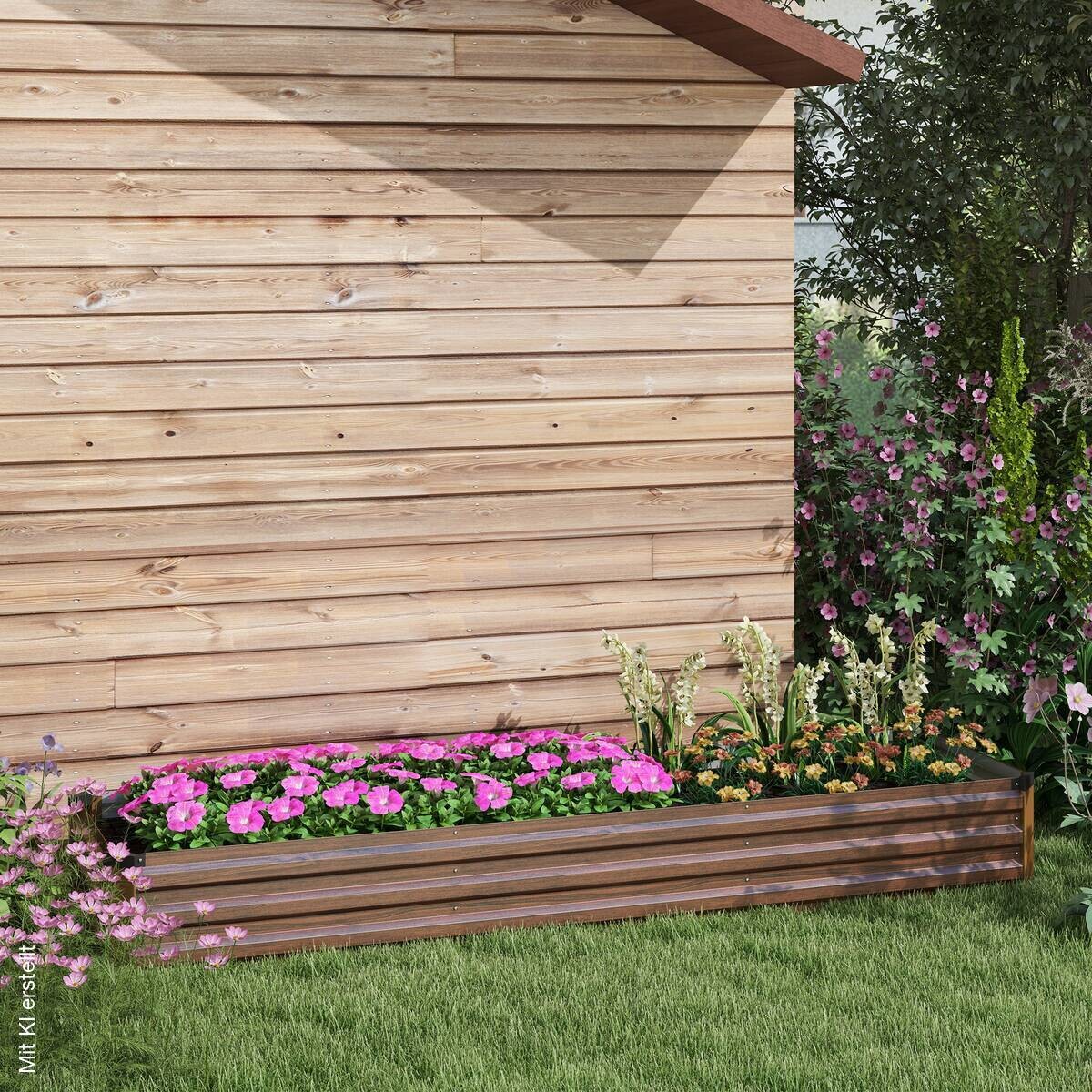 Outsunny Hochbeet braun Stahl B/H/L: ca. 60x30x240 cm