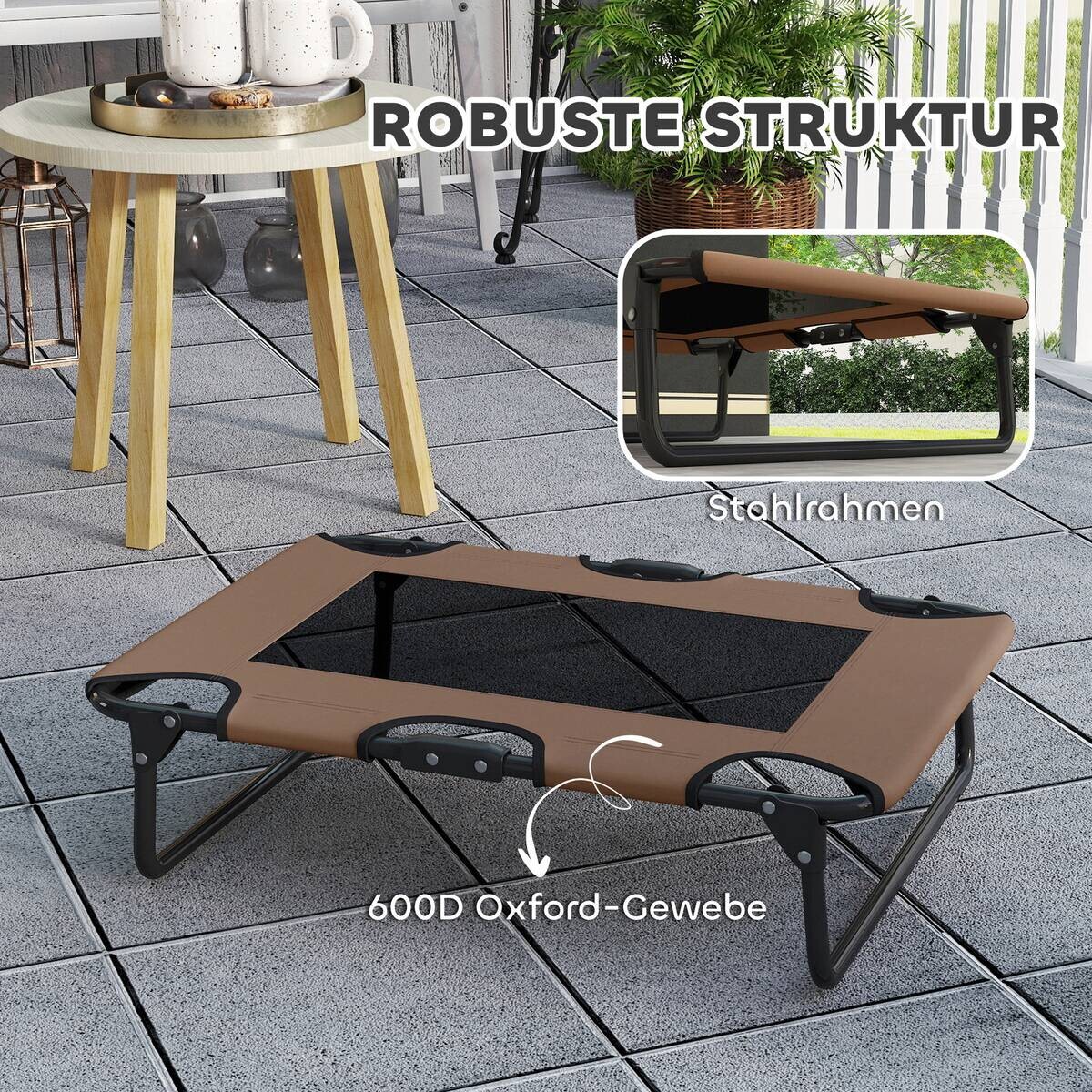 PawHut Erhöhtes Hundebett kaffee Polyester B/H/L: ca. 51x18x75 cm