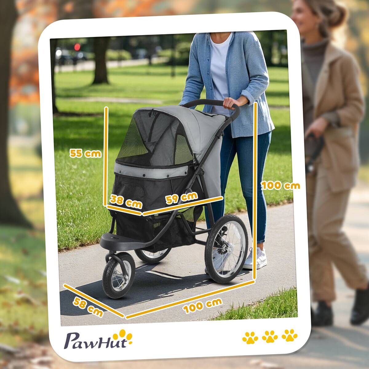 PawHut Hundewagen grau Stahl B/H/L: ca. 58x100x100 cm