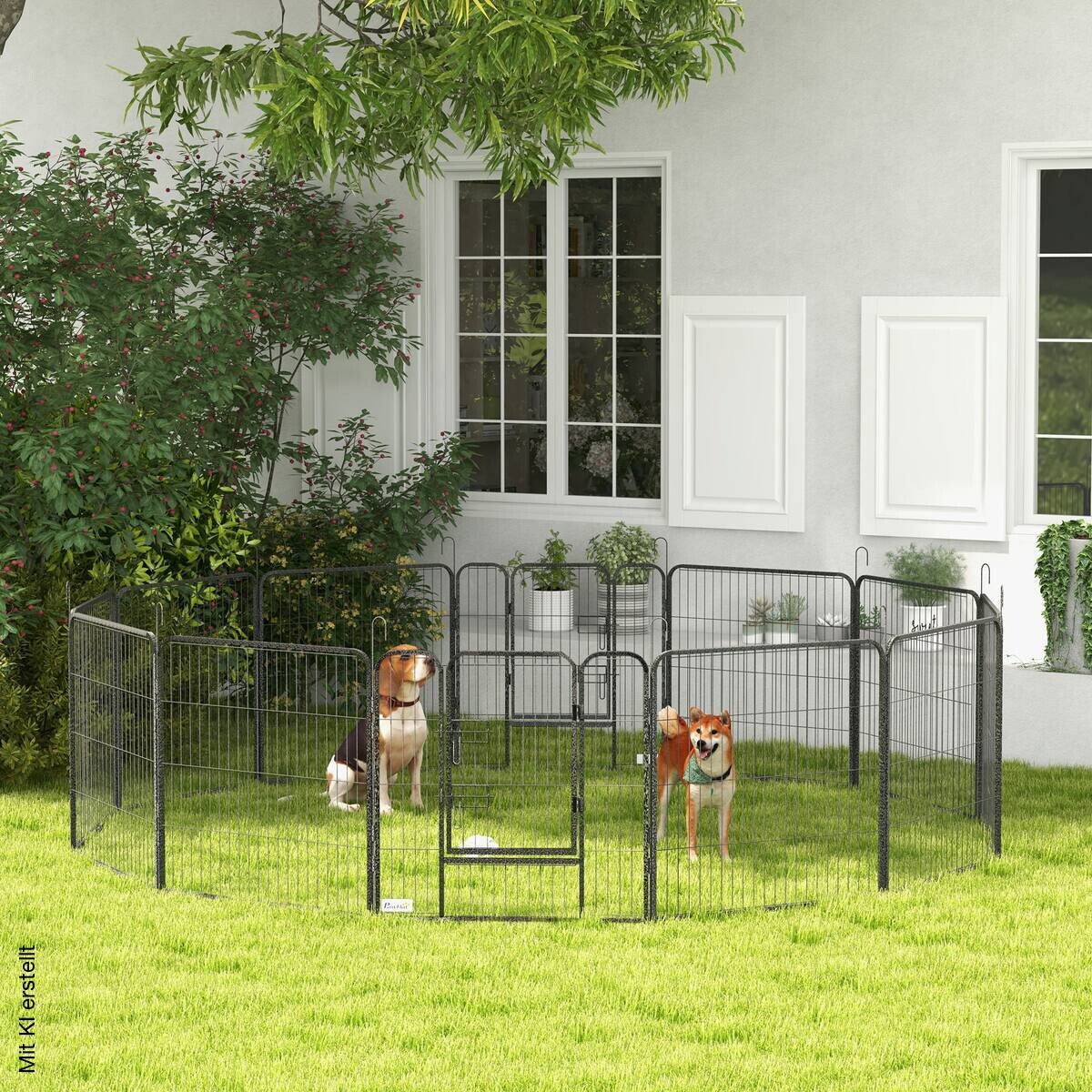 PawHut Welpenauslauf grau Stahl B/H/L: ca. 1,5x80x80 cm