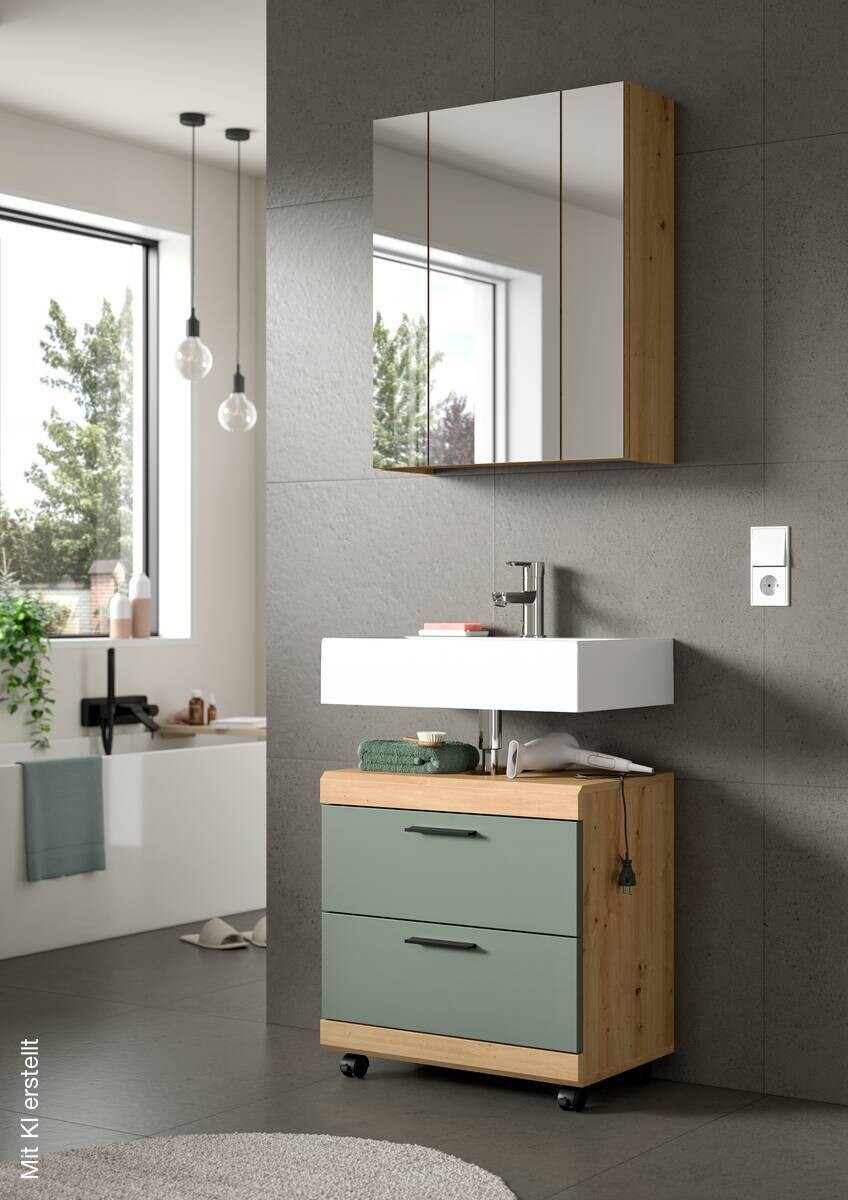 Badezimmer-Set Scout Eiche Artisan Nachbildung salbei Nachbildung B/H/T: ca. 60x191x37 cm