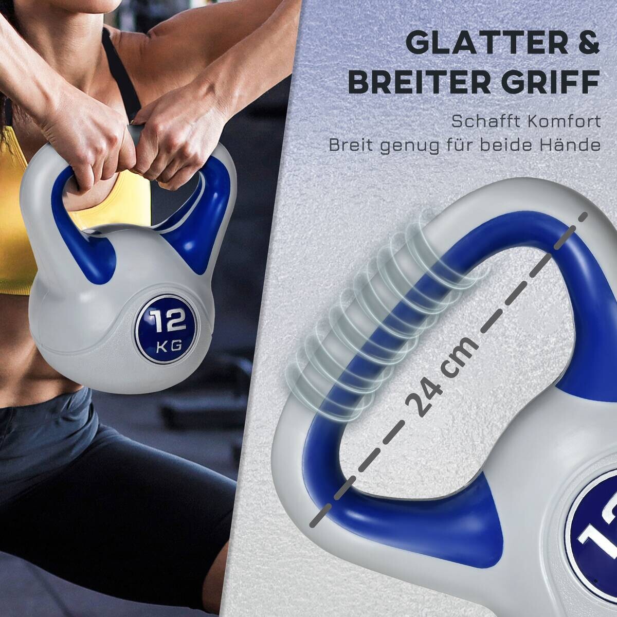 SPORTNOW Kettlebell blau Kunststoff B/H/L: ca. 17x28x24 cm