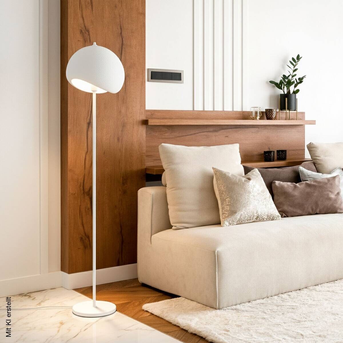 Opviq Stehlampe Yontu-15854 weiß Metall Polyester-Mischgewebe B/H/L: ca. 29x170x34 cm E27 1 Brennstellen
