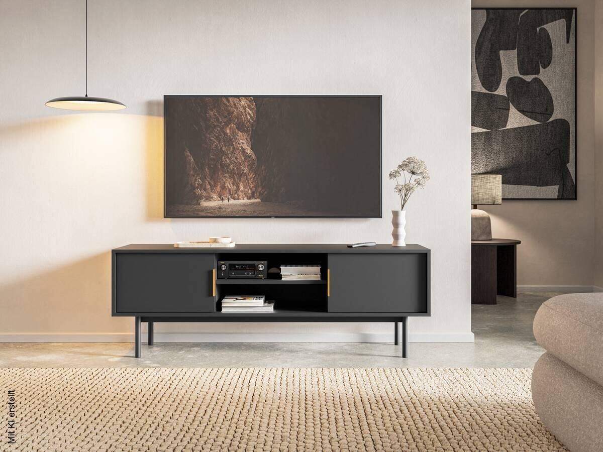 TV-Lowboard VIVA schwarz B/H/T: ca. 154x53,5x39 cm