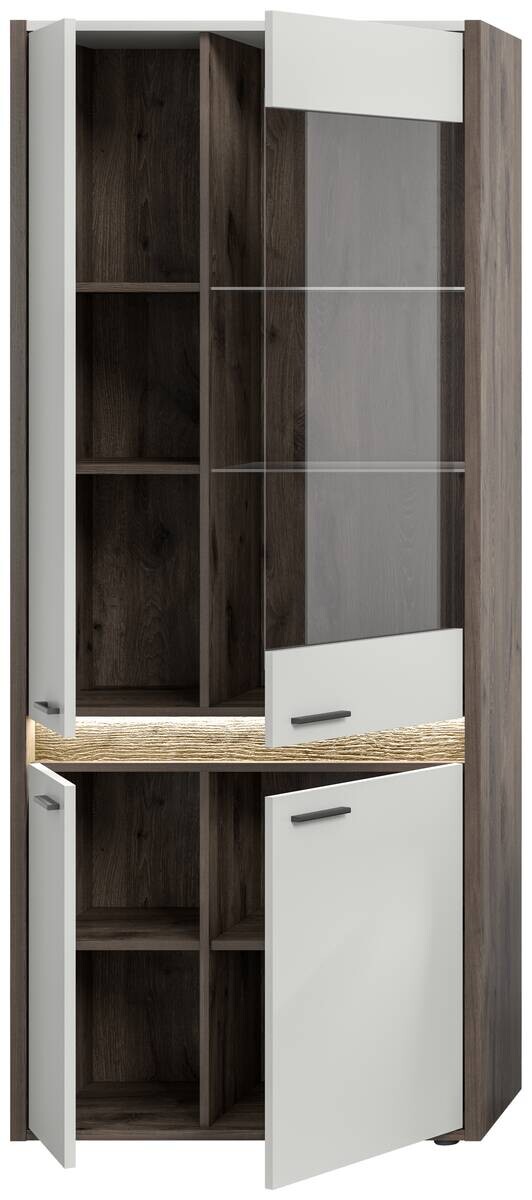 Vitrine Falcona Nox Oak Nachbildung hellgrau B/H/T: ca. 82x198x37 cm