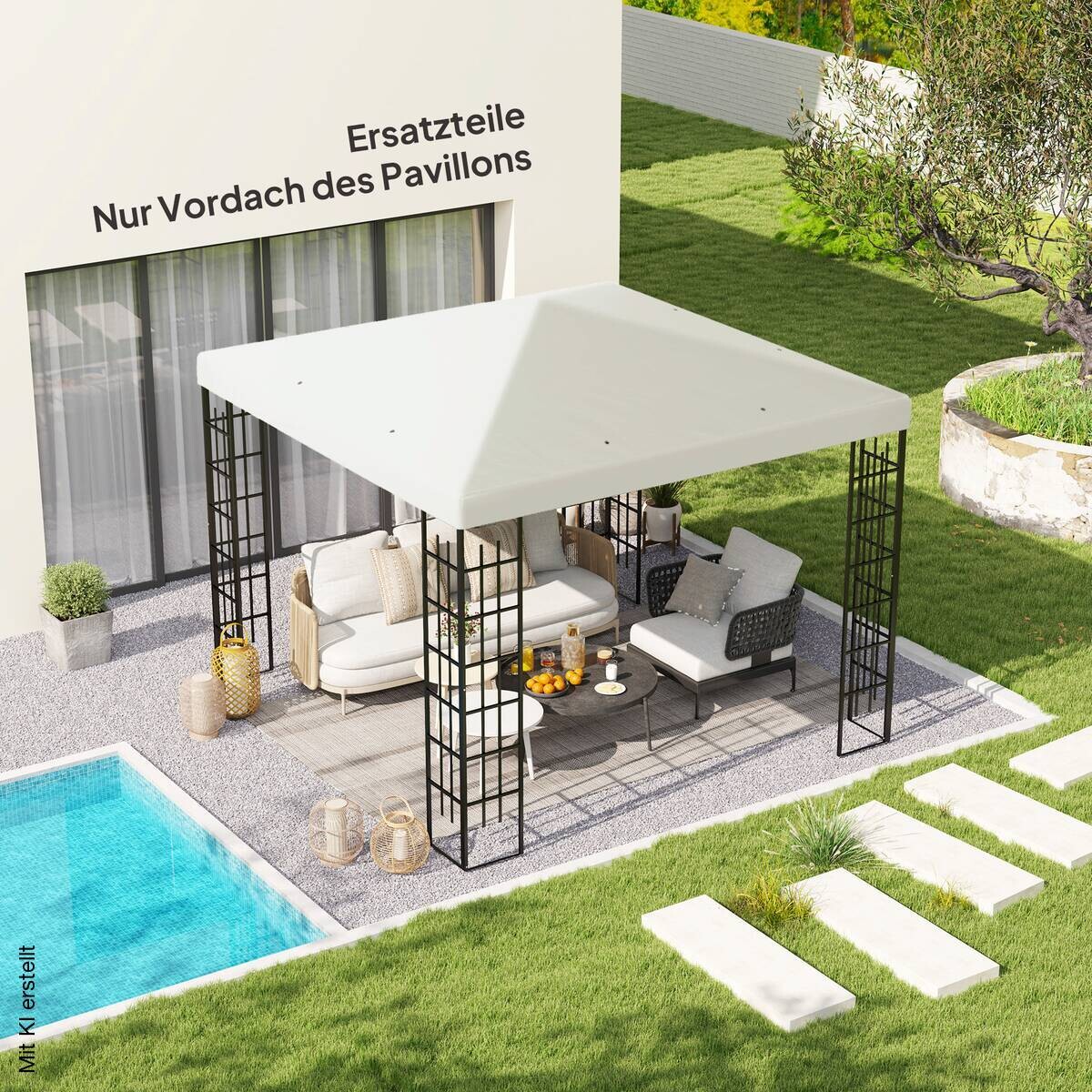 Outsunny Pavillondach hellgrau Polyester B/H/L: ca. 298x1x298 cm