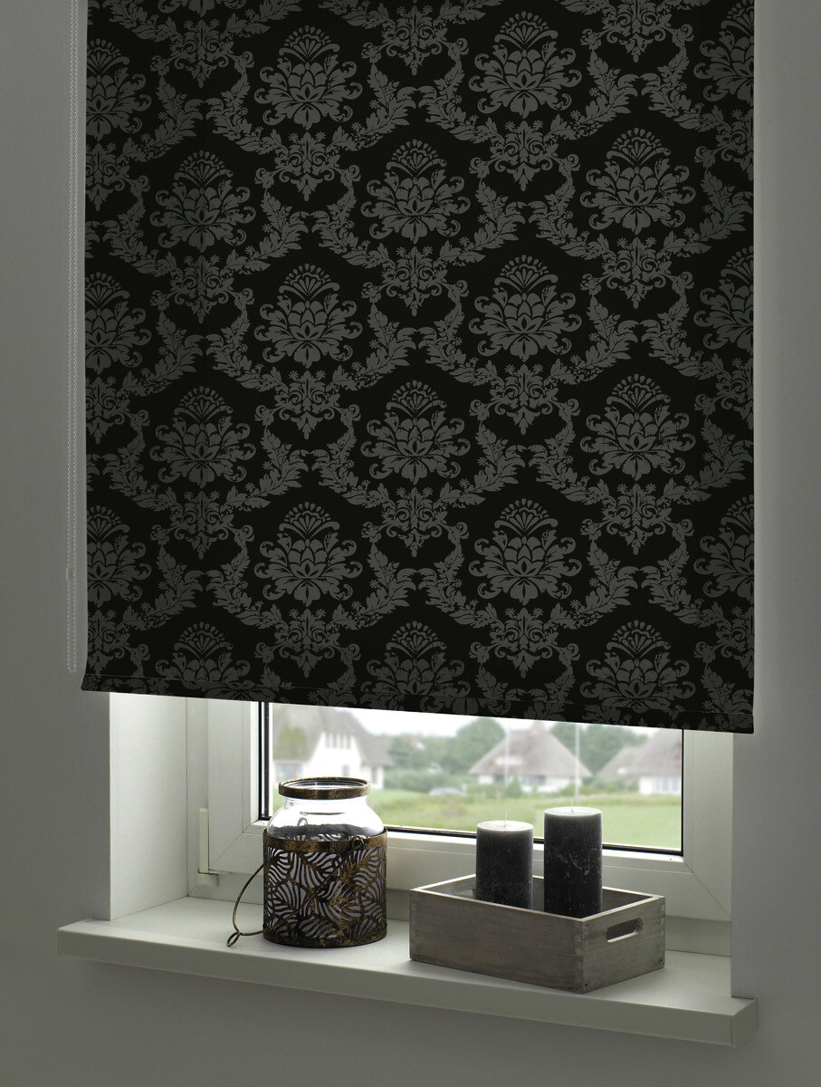 Boviva Seitenzugrollo Tageslichtqualität Ornament anthrazit B/L: ca. 102x175 cm