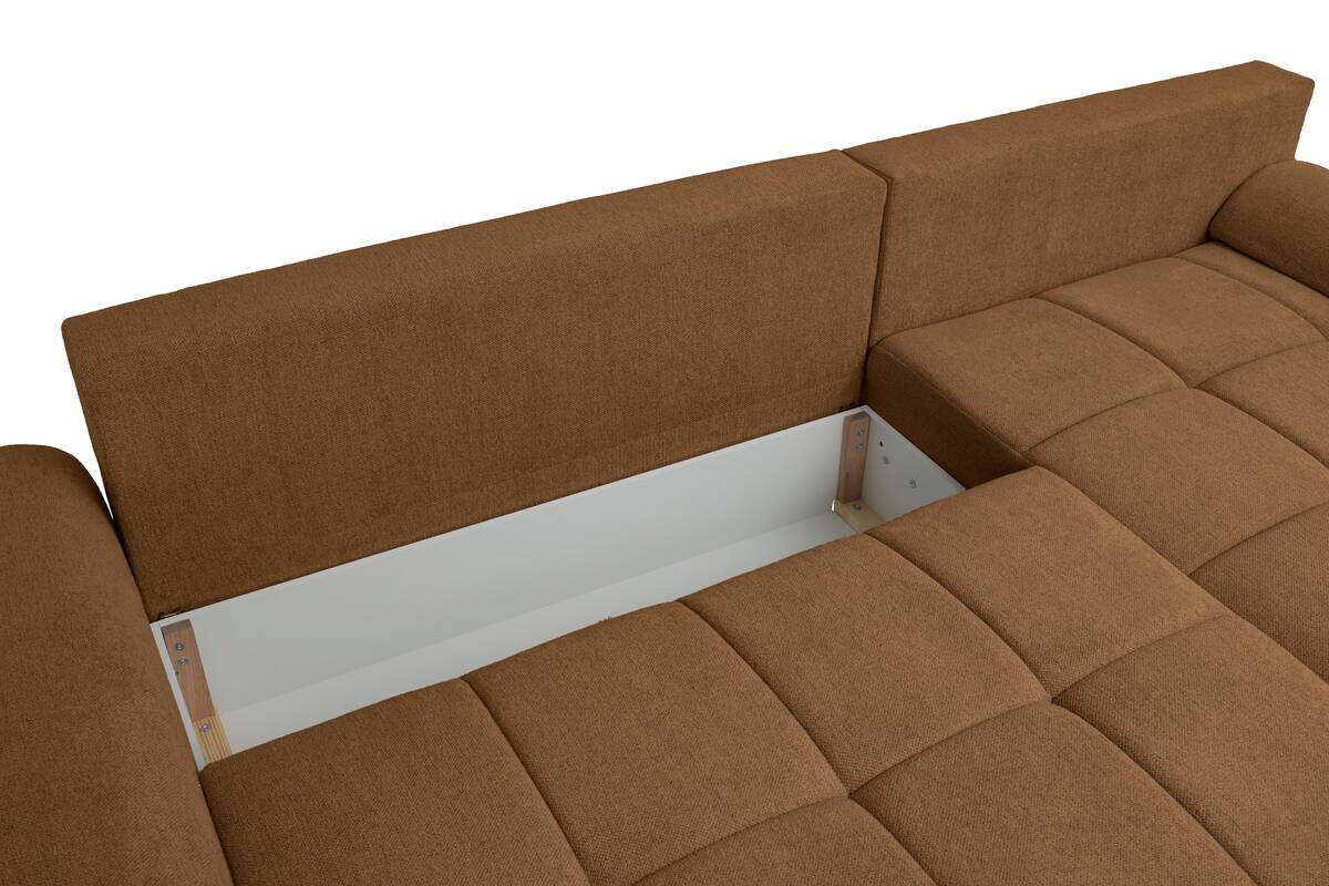 Ecksofa mit Bettfunktion und Bettkasten Lorenz ziegel Microfaser B/H/T: ca. 284x74x180 cm