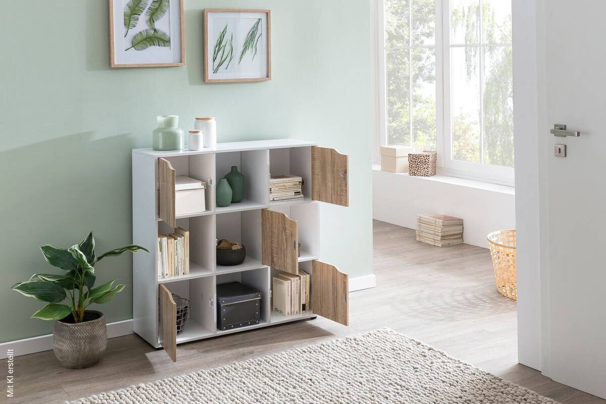 Sideboard weiß Eiche Sonoma Nachbildung B/H/T: ca. 89x91x29 cm