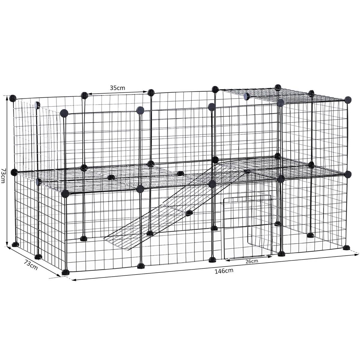 PawHut Laufgitter schwarz Metall B/H/L: ca. 73x73x146 cm