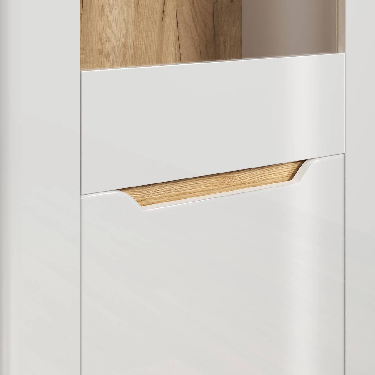 Vitrine Marlon Eiche Evoke Coast Nachbildung weiß Hochglanz B/H/T: ca. 65x192x40 cm