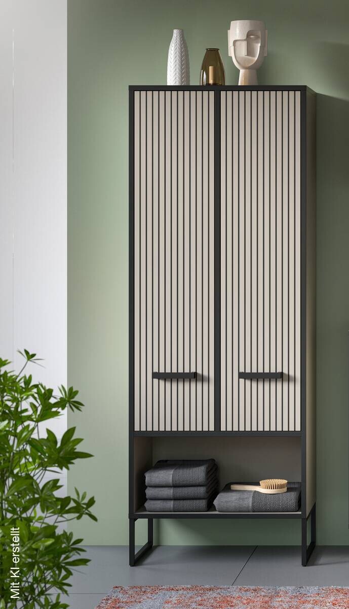 Badhochschrank BAGNO schwarz Kaschmirgrau Nachbildung B/H/T: ca. 59x159x32 cm