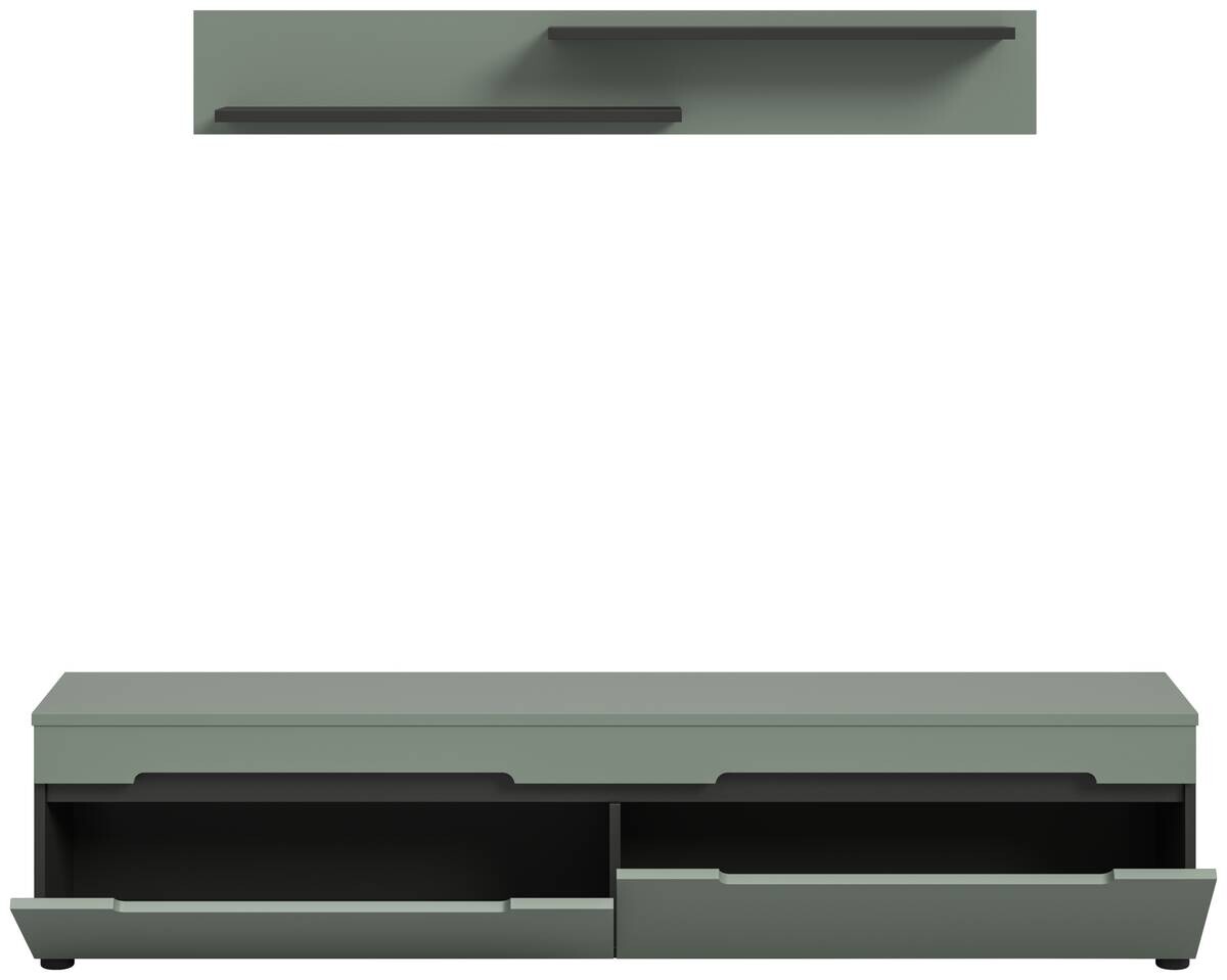 TV-Lowboard Canu grün basaltgrau Nachbildung B/H/T: ca. 170x38x33 cm