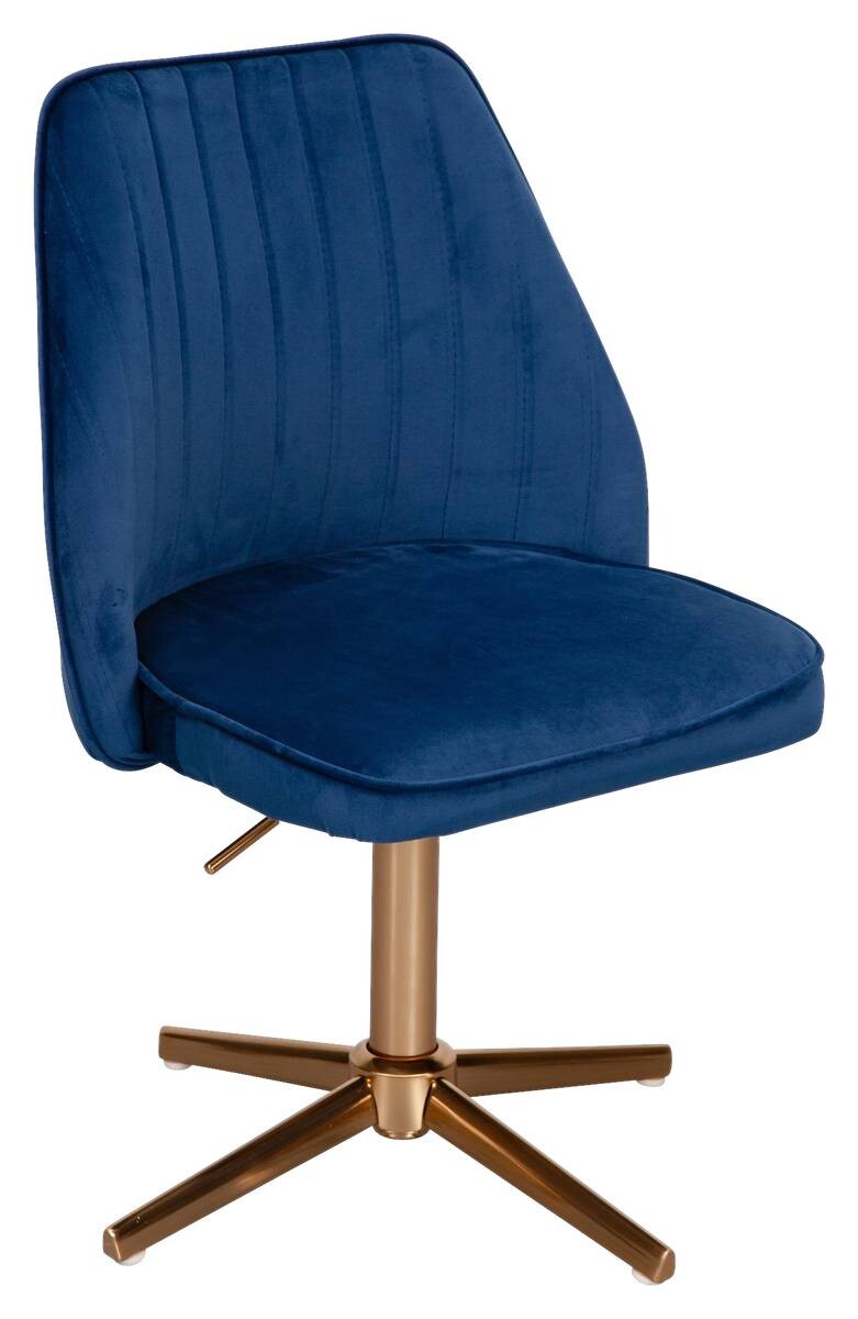 Drehstuhl blau Samt Eisen