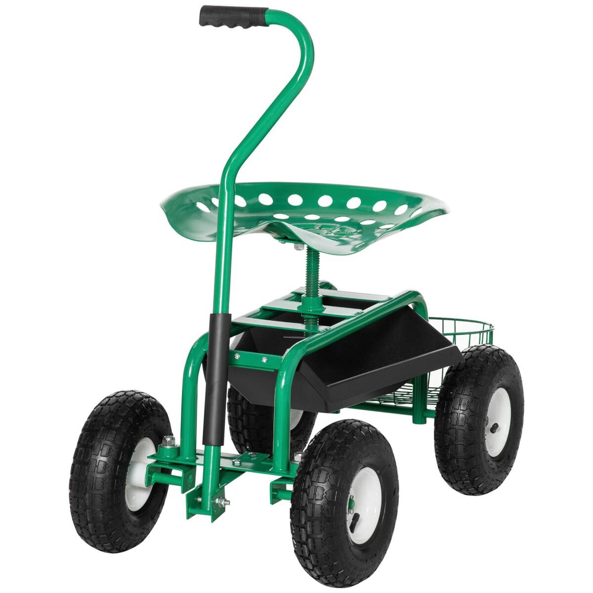 Outsunny Fahrbarer Gartensitz grün Gummi B/H/L: ca. 44,5x59x81 cm