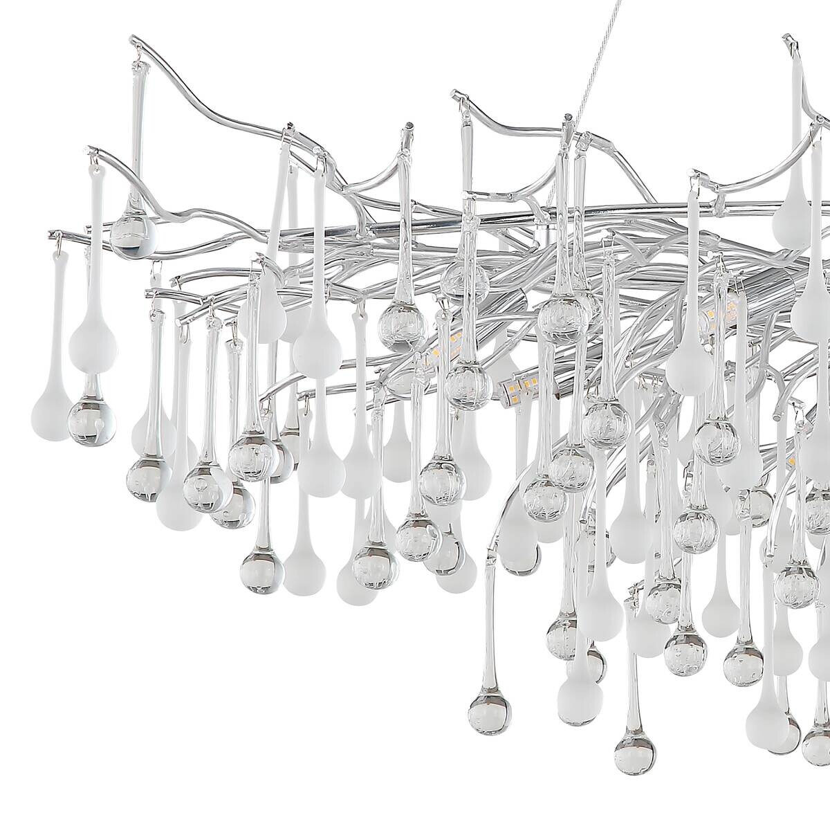 GLOBO Kronleuchter Chrom Aluminium Metall B/H/L: ca. 52x150x120 cm G9 14 Brennstellen