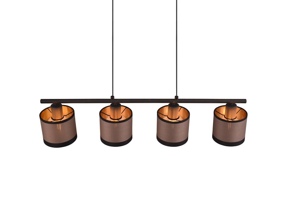 Reality Pendelleuchte R31554041 Davos schwarz taupe Stoff Metall B/H/T/D: ca. 75x150x12x12 cm E14 4 Brennstellen