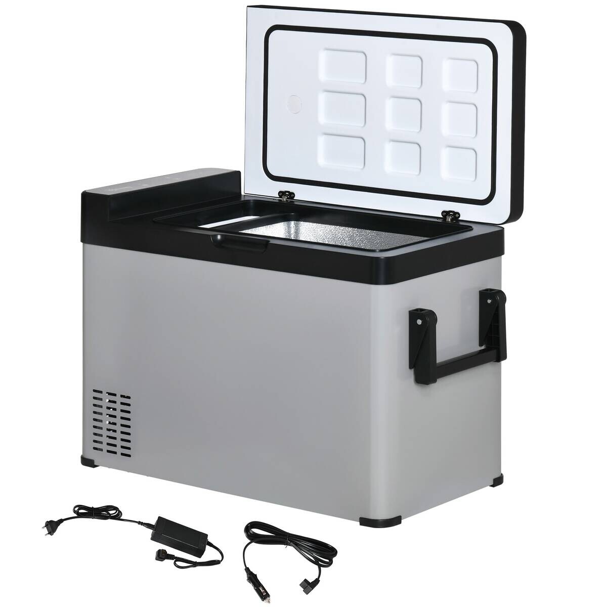 Outsunny Kühlbox schwarz grau Glas Polypropylen Edelstahl B/H/L: ca. 36x75x49,5 cm