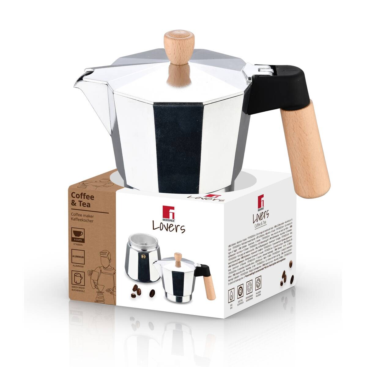 BERGNER Espressokocher COFFEE & TEA LOVERS weiß Silikon B/H/L: ca. 10x21x17 cm