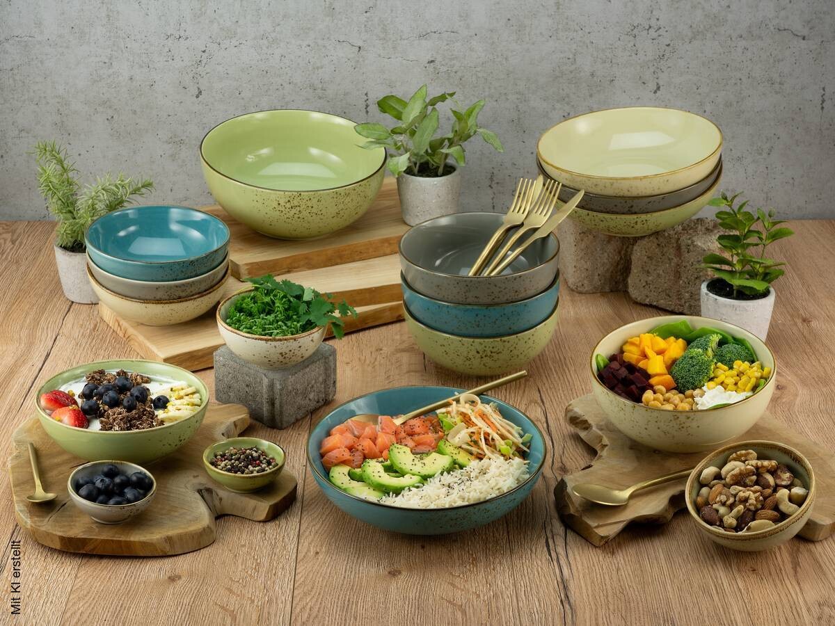 CreaTable Poke Bowl Nature Colle Poke multicolor Keramik 4 tlg.