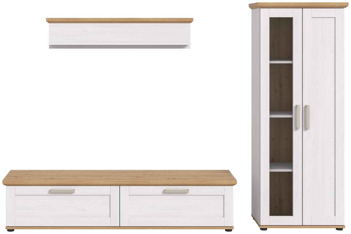 Wohnwand VERONA Lärche Nachbildung Eiche Nachbildung B/H/T: ca. 240x161x40 cm