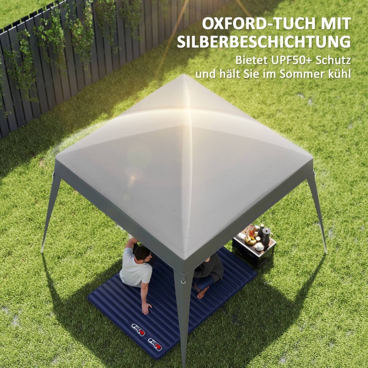 Outsunny Ersatzdach hellgrau Polyester B/H/L: ca. 300x1x300 cm