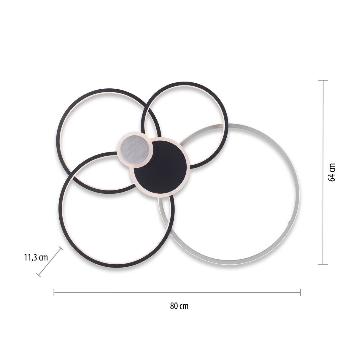 Just Light LED-Deckenleuchte schwarz Alu B/H/L: ca. 67x11,3x85 cm