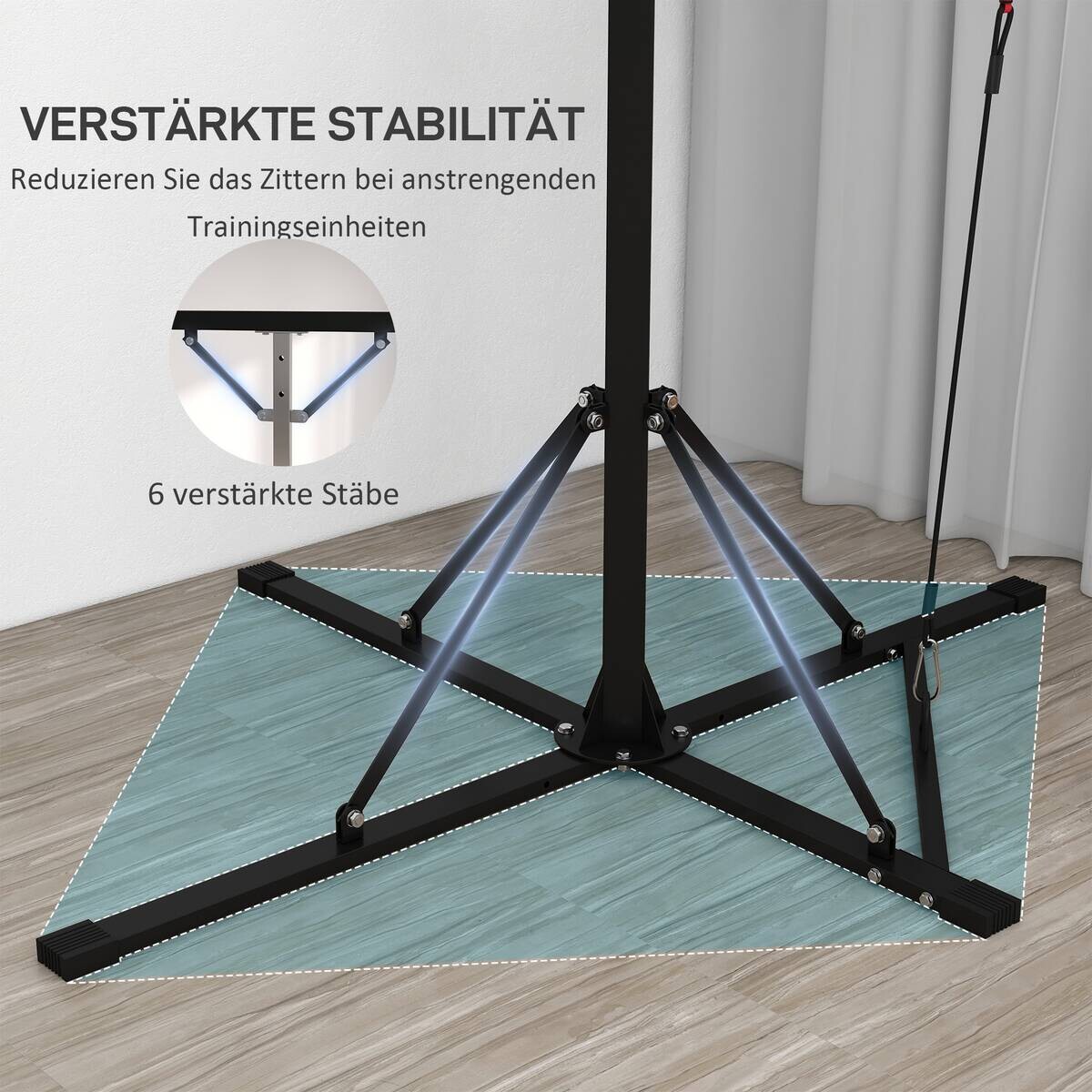 SPORTNOW Boxsackständer schwarz Stahl B/H/L: ca. 145x220x160 cm