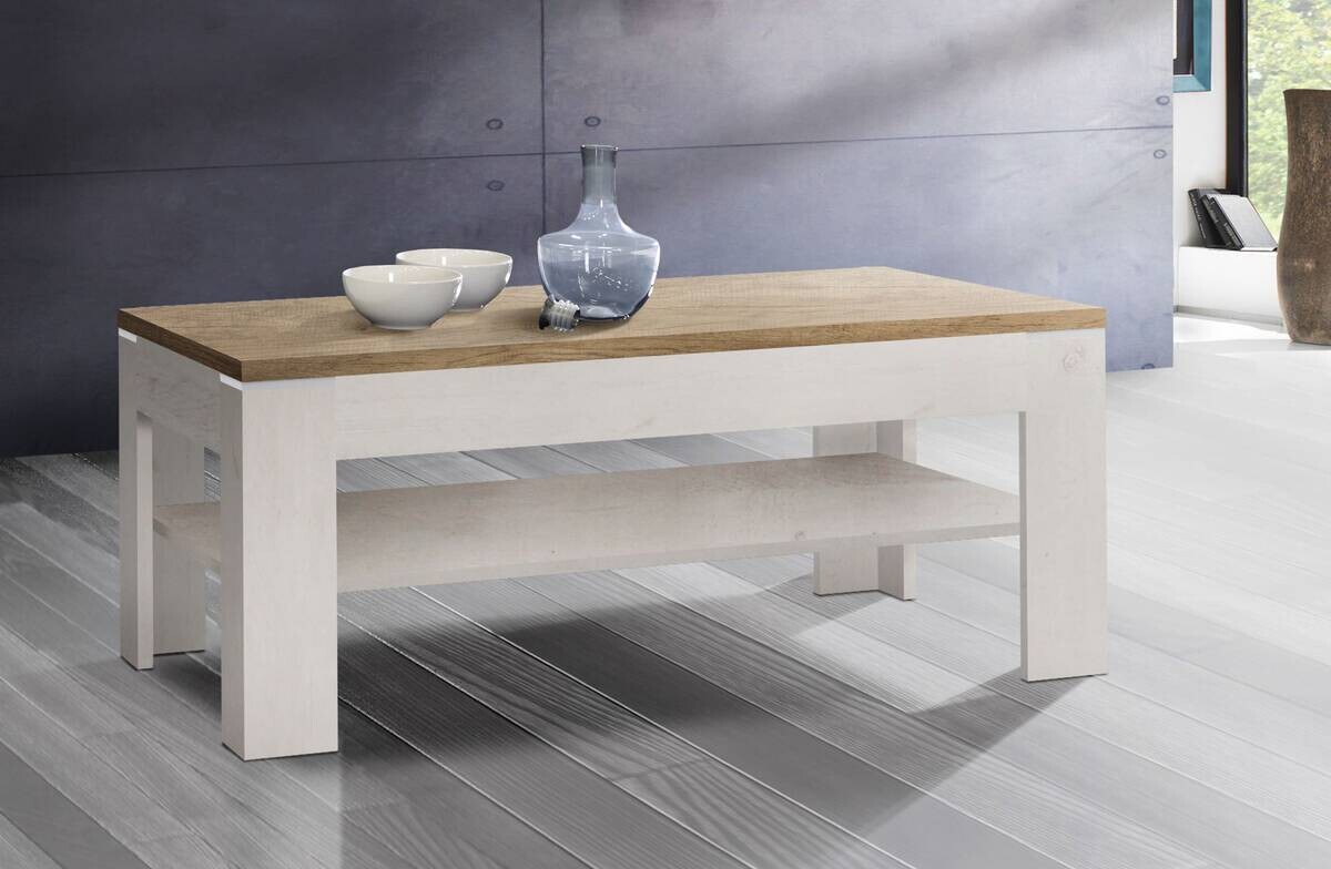 Couchtisch weiß Pinie Nachbildung Eiche Antik Nachbildung B/H/T: ca. 120x43x75 cm